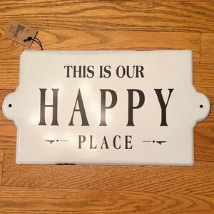 White 'Happy Place' Wall Sign
